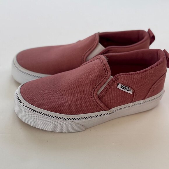 Vans Classic Slip-On Sneakers Dusty Rose White Canvas Girls Size 12 Shoes - Picture 3 of 7
